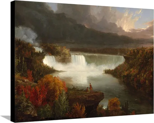Vista 9 de ART.COM Lienzo enmarcado para pared, vista lejana de las cataratas del Niágara, 1830 por Thomas Cole, decoración escénica, 16 x 12 pulgadas, marco