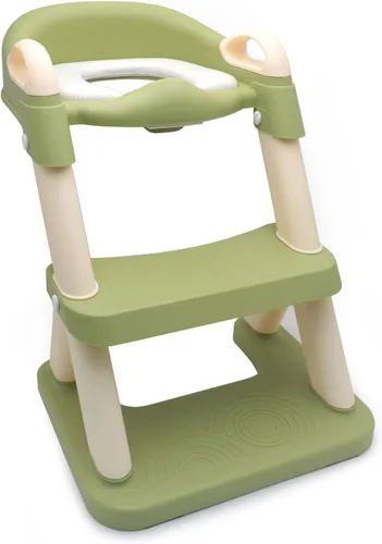 Vista 10 de Escalera de asiento de entrenamiento para niños pequeños, silla de inodoro con escalón más ancho, entrenador de baño para niños pequeños