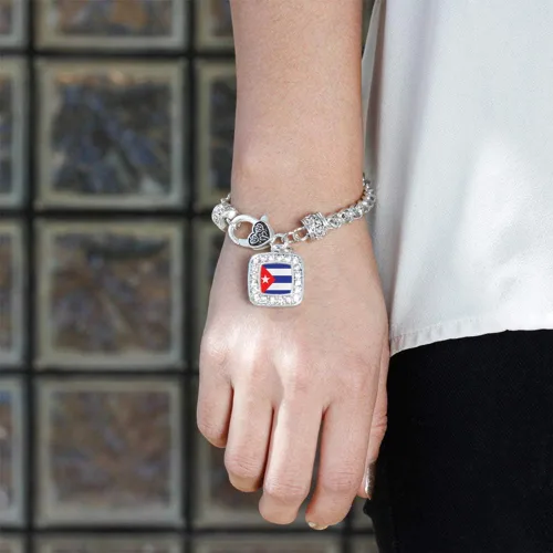 Vista 3 de Inspired Silver - Pulsera cuadrada de plata con circonitas cúbicas