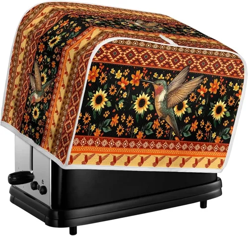 Vista 5 de Xoenoiee Fundas para Tostadora Azteca Tribal con Estampado de Girasoles y Colibríes, Cubierta para Panificadora, Fundas para Electrodomésticos