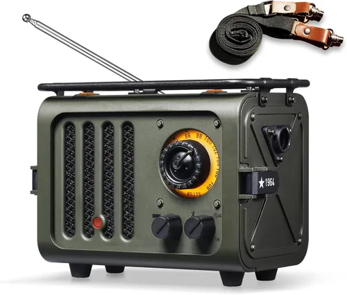 Vista 8 de Muzen Altavoz Bluetooth de radio, radio de metal pequeña Wild Radiooo, altavoces inalámbricos portátiles, radio FM recargable, carcasa exterior
