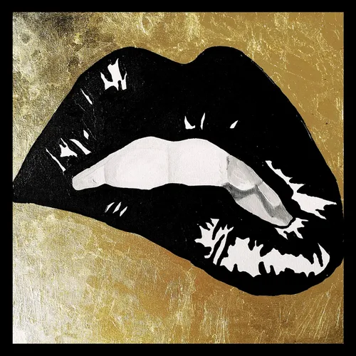 Vista 7 de Buyartforless PopArtQueen - Pintura de labios negros (12 x 12 W, marco)