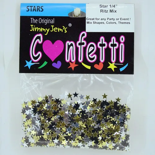 Vista 2 de Confetti Star 1/4" Oro, Plata, Negro - Paquete al por menor #8528 QS0