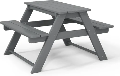 Vista 5 de WestinTrends Malibu Patio al aire libre HDPE Picnic Mesa de banco para Gris