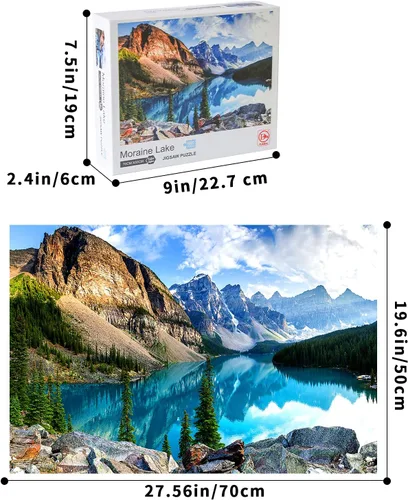 Vista 6 de Yundu Rompecabezas de 1000 piezas para adultos, rompecabezas de lago Moraine