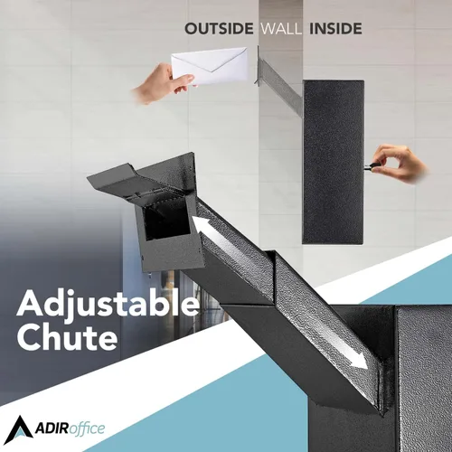 Vista 4 de AdirOffice Caja fuerte para colgar a través de la pared, acero grueso duradero con canal ajustable, bóveda de correo para casa, oficina, hotel