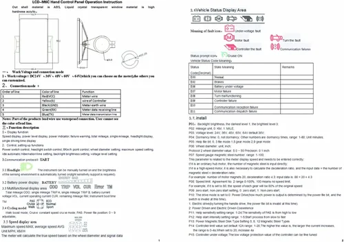 Vista 8 de Pantalla LCD eléctrica, 24V 36V 48V 60V, Medidor de pantalla eléctrica, Panel de control de pantalla LCD de pantalla grande, Velocímetro