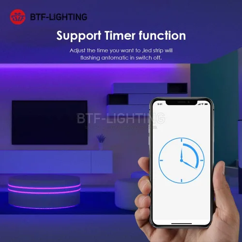 Vista 4 de BTF-LIGHTING WS2812B WS2811 1903 controlador Bluetooth SP601E con micrófono incorporado, música, doble salida de señal para tira de luces LED