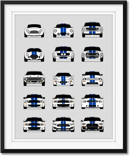 Vista 10 de Custom Car Posters Póster hecho a mano compatible con Shelby Evolution Print Wall Art Décor Best of Shelby Generations, multicolor, 8 x 10 pulgadas