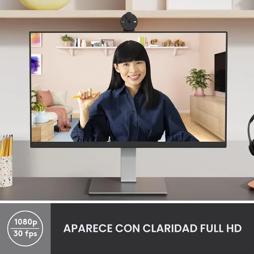 Vista 2 de Logitech Brio 301 Cámara Web Full HD con Obturador de Privacidad, Micrófono de Reducción de Ruido, USB-C, Certificada para Zoom, Microsoft Teams