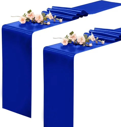 Vista 13 de Paquete de 2 caminos de mesa negros de 12 x 108 pulgadas, camino de mesa rectangular de seda satinada suave para bodas, banquetes, decoración