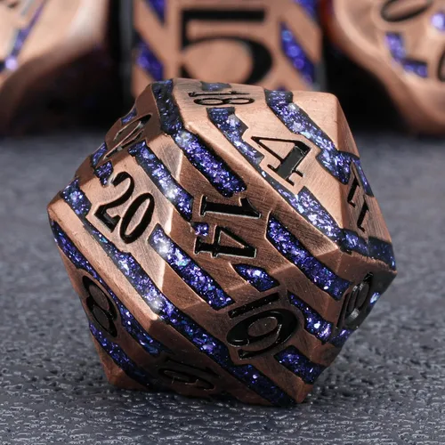 Vista 14 de Juego de dados de metal con incrustaciones de alta calidad, dados DND de aleación de zinc pesado para jugadores de rol serios