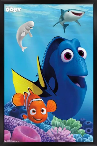 Vista 8 de Trends International Disney Pixar Finding Dory - Póster de pared de Dory, 14.725 x 22.375 pulgadas, versión enmarcada de madera de granero