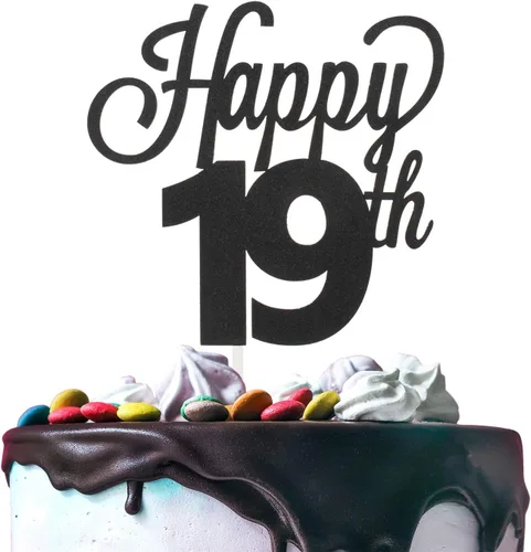 Vista 69 de LINGTEER - Decoración para pastel con texto "Happy Birthday 100", color negro