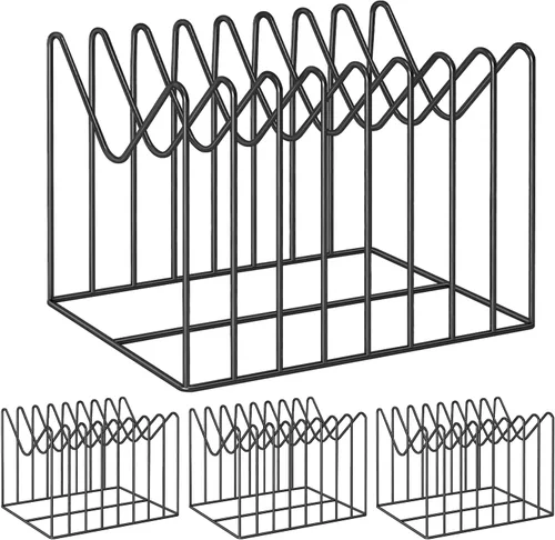 Vista 8 de TOPCJ 2 juegos de organizadores de archivos de alambre para escritorio, soporte para carpetas de archivos, estante / soporte, organizador