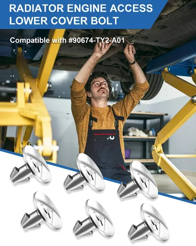 Vista 6 de Tornillos de pasador de cubierta inferior del motor, clips de pasador de cubierta de acceso de radiador premium, clip de sujeción de tornillo