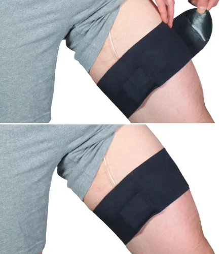 Vista 7 de URSA Health: Soporte para bomba de insulina ultra suave, delgado y elástico para cinturón de muslo, 0.039 in de grosor, fabricado en Reino Unido