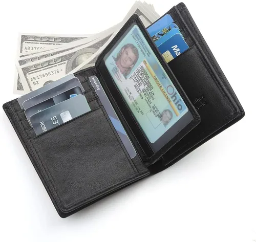 Vista 4 de Guarditude Mens Bifold Wallets Large Capacity RFID Blocking Genuine Leather Wallet Includes ID Window and 15 Credit Card Slots, Gift for Men