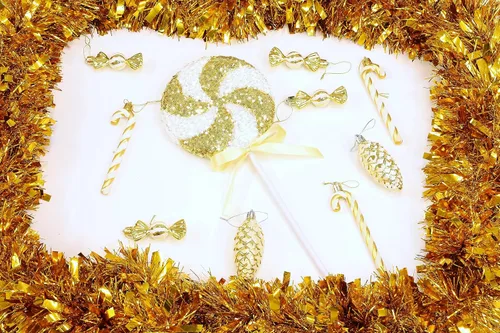 Vista 5 de Christmas Concepts® Piruleta gigante de lentejuelas brillantes de 14.173 in (14.2 pulgadas) para decoración navideña – Adornos para árbol de Navidad