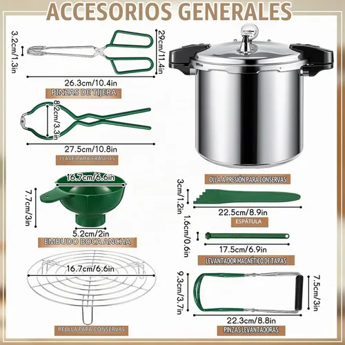 Vista 3 de Recipiente a presión de 24 cuartos con 6 tarros Mason de calibre