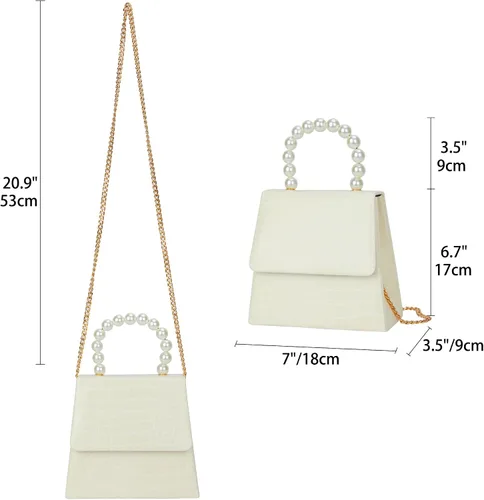 Vista 2 de Evening Handbag for Women - Synthetic Pearl Top Handle Crossbody Bag Clutch Purses Prom Party Dinner Accessories