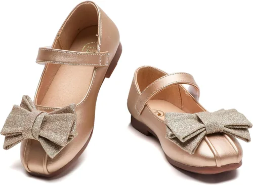 Vista 3 de kkdom Vestido de niña Mary Jane Zapatos planos de ballet para niñas pequeñas, zapatos de princesa, zapatos de fiesta escolar