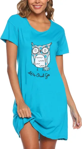 Vista 3 de ENJOYNIGHT - Camisón de algodón con estampado y mangas cortas para mujer