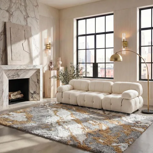 Vista 15 de SAFAVIEH Horizon Shag Collection - Alfombra decorativa, 2 x 3 pies, gris y azul, no desprende pelusa y de fácil cuidado, 2 pulgadas de grosor, ideal