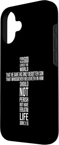 Vista 2 de Christian Cross John 3:16 Bible Verse Faith-Based Easter Case for iPhone 16