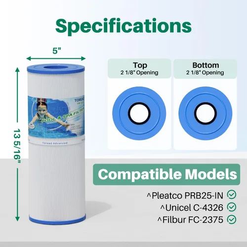 Vista 2 de TOREAD Filtro de repuesto de spa para Pleatco PRB25-IN, Unicel C-4326, Filbur FC-2375, FC-2370, R173429, 3005845, 17-2327, 100586, 33521, 25392