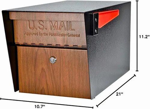 Vista 10 de Mail Boss Curbside, Wood Grain 7510 Mail Manager Buzón de seguridad con bloqueo, acero, negro Patented anti-pry lock, accepts small packages