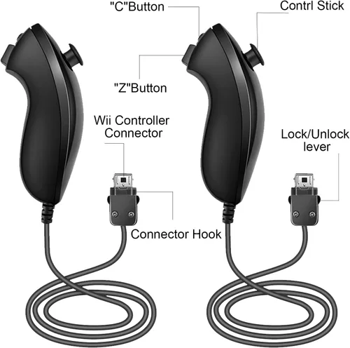Vista 2 de NC Nunchuck Controller Joystick Gamepad Replacement for wii Nunchuck Controller, Compatible with Nintendo Wii & Wii U Video Game Gamepads.
