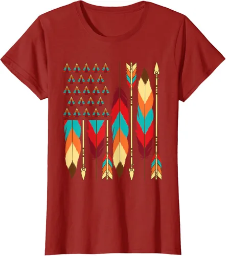 Vista 71 de Native American Bandera - Camiseta de veteranos indígenas del Mes del Orgullo, Negro, S