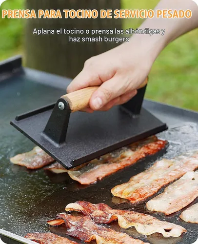 Vista 2 de Homenote Kit de accesorios para plancha Blackstone con domo y prensa de Cúpula + prensa rectangular (hierro fundido)