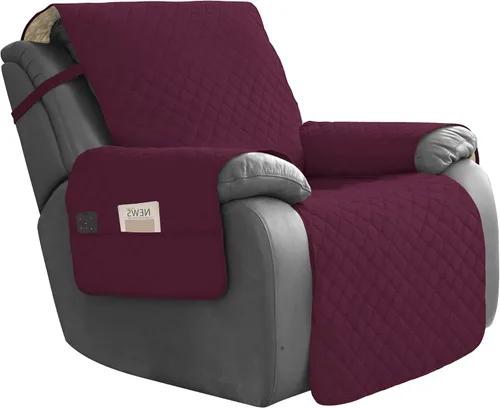 Vista 39 de Easy-Going Funda impermeable para sofá biplaza reclinable con bolsillo, funda de sofá reversible de 1 pieza para sillón reclinable de 2 asientos