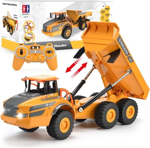 Vista 2 de DOUBLE E Excavadora de control remoto Volvo + camión volquete de juguete RC
