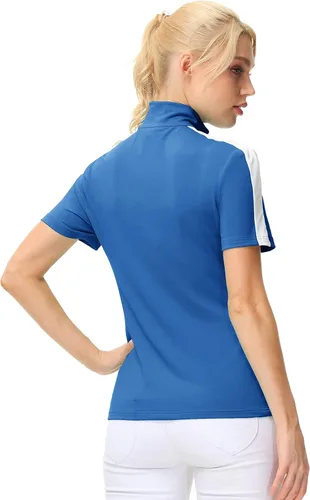 Vista 5 de JACK SMITH Camisa de golf de manga corta para mujer que absorbe la humedad polo deportivo con cremallera protección solar camiseta atlética talla XXL