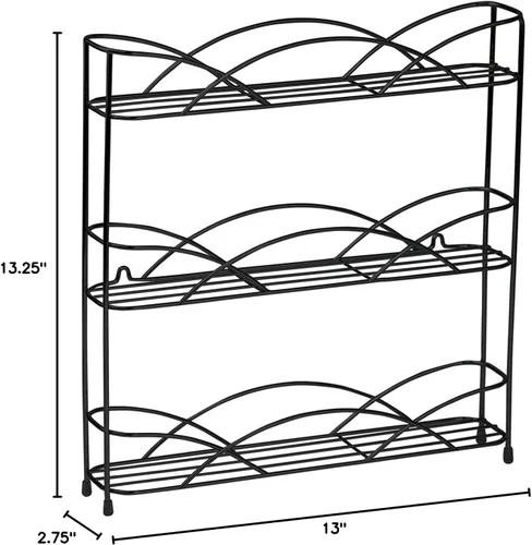 Vista 2 de Spectrum Diversified Estante organizador de especias de 3 niveles para encimera de cocina, despensa, baño o armario con soporte de pared opcional