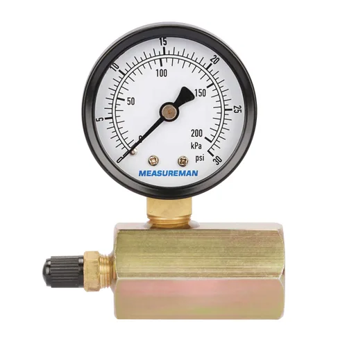 Vista 8 de MEASUREMAN 2" Ensamblaje de medidor de presión de gas de latón forjado, conexión FNPT de 3/4", 0-30psi, precisión +/-3-2-3%