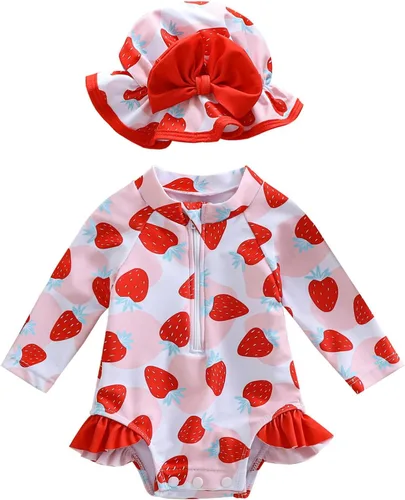 Vista 38 de Traje de baño de una pieza con cremallera de manga larga para bebé niña con gorro