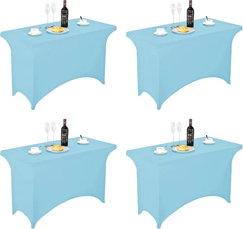 Vista 137 de FORLIFE - Funda de mesa de elastano, mantel ajustado de 4 pies para mesas rectangulares, funda elástica para patio, universal para bodas, banquetes