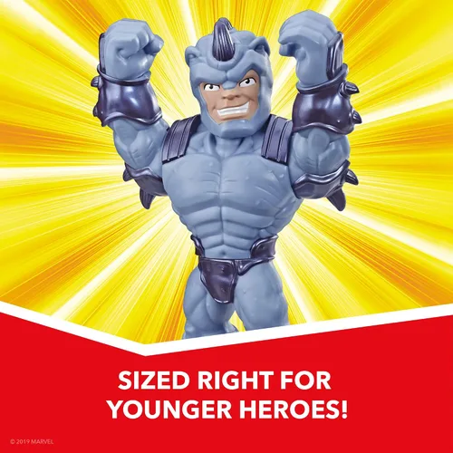 Vista 5 de Playskool Heroes Mega Mighties Marvel Super Hero Adventures Web Warriors Paquete de 3, Spider-Man, Kid Arácnido, Rinoceronte de Marvel, figuras