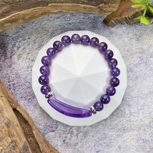 Vista 2 de EDEN'S CALL Pulsera elástica de cuentas de cristal curativo de 0.315 in para mujer