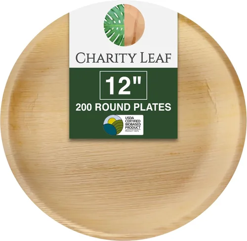 Vista 10 de Charity Leaf Platos redondos desechables de hoja de palma de 12 pulgadas (25 piezas) platos para servir como bambú, tablas desechables, vajilla