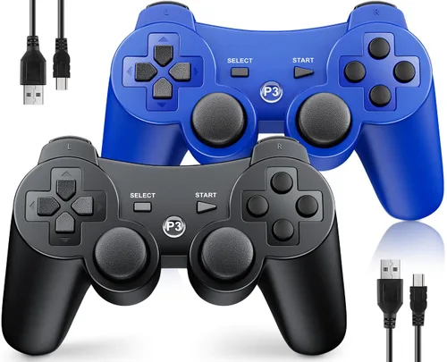 Vista 11 de OKHAHA Controller 2 Pack for PS3 Wireless Controller for Sony Playstation 3, Double Shock 3, Bluetooth, Rechargeable, Motion Sensor, Remote for PS3