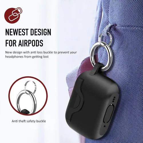 Vista 3 de Funda de silicona compatible con Apple Airpods Pro 2 y Pro, divertida funda antipérdida [compatible con carga inalámbrica] (verde menta)