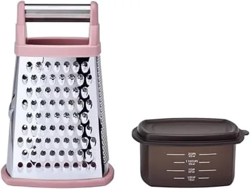 Vista 10 de KitchenAid Gourmet - Rallador de caja de acero inoxidable de 4 lados para rejilla fina, media y gruesa, contenedor de almacenamiento desmontable