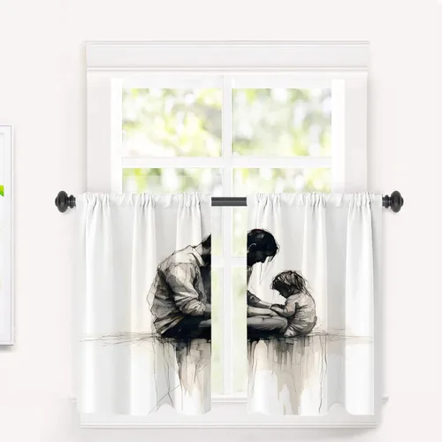 Vista 29 de Cortinas opacas de poliéster multicapa para ventanas de padre e hijo, 2 unidades, 26 x 24 pulgadas