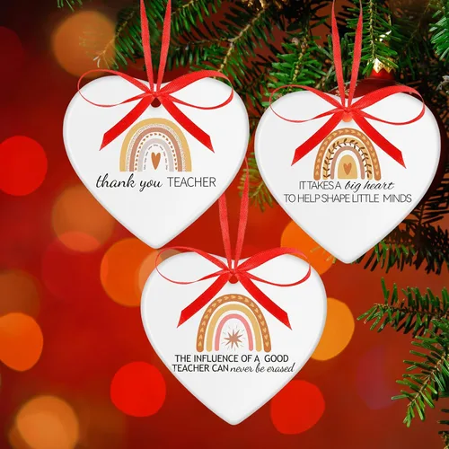 Vista 7 de Sliner 12 piezas de regalo de agradecimiento para profesores, el mejor regalo para profesores para mujeres, adorno de corazón de cerámica