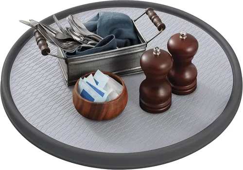 Vista 2 de Copco Plato Giratorio Antideslizante Lazy Susan para Despensa, 18 Pulgadas, Carbón/Gris Claro